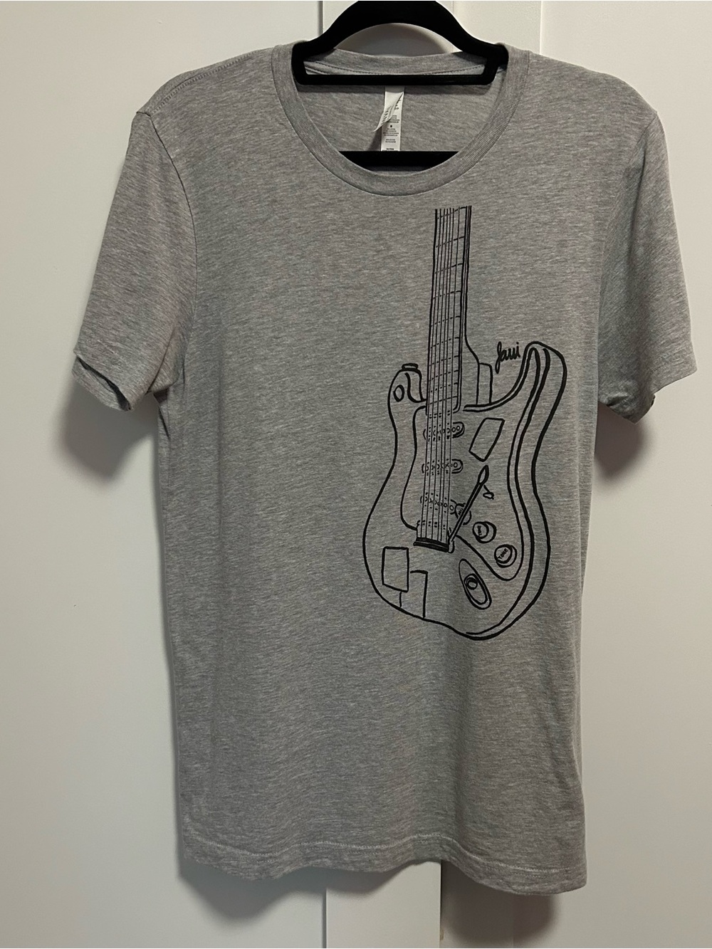 Grey Tee with Guitar Design